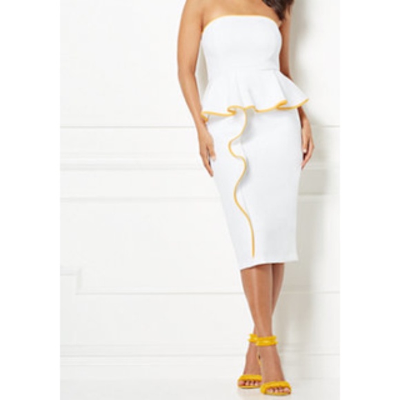 NEW New York and Company x Eva Mendes ‘Angie’ Peplum Sheath Dress white 2 - Picture 1 of 17